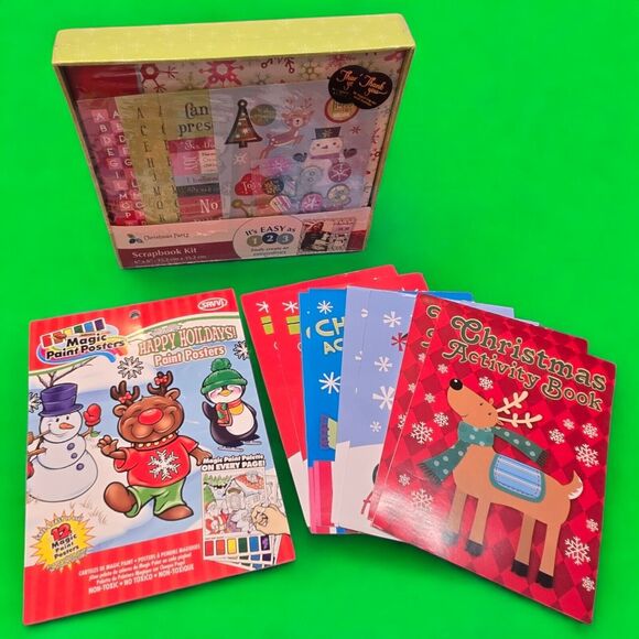 Christmas Party Scrapbook Kit 300+pc Holiday Magic Paint Posters Activity Books - Picture 2 of 12